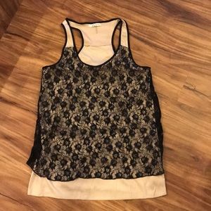 Lace racerback tank with cream lining